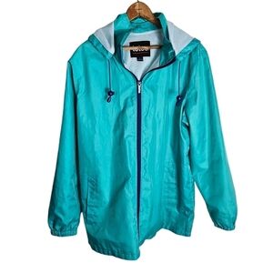 Totes Zip-up Hooded Polyester Rain Jacket with Awesome Pockets, large